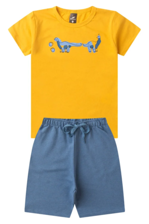 Conjunto Infantil Menino Verão Dinossauro Kangulu Amarelo_4