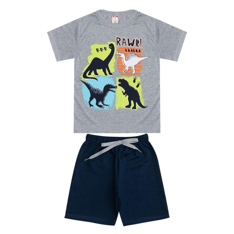 Kit 10 PEÇAS Conjuntos Roupa Masculina Infantil 5 Camisas e 5 Bermudas Roupa Menino - Azul - Image 4
